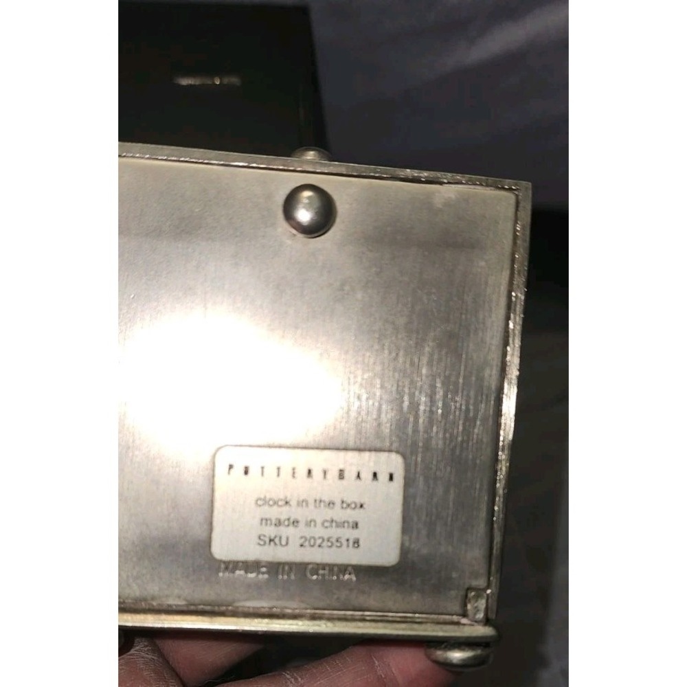Vintage Pottery Barn Silver T Square Alarm Clock W Black Case Works Great 1998 W - Picture 5 of 7